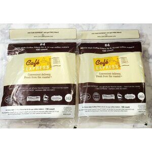 2 Packs Rockline Cafe Express #4 Cone Coffee Filters 8-12 Cups 200 White USA New